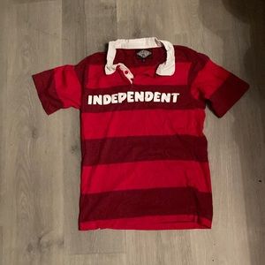 Red dark red  striped and white lettering , brand new independent